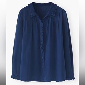 Wrap London New Blue Corduroy Pleated Blouse